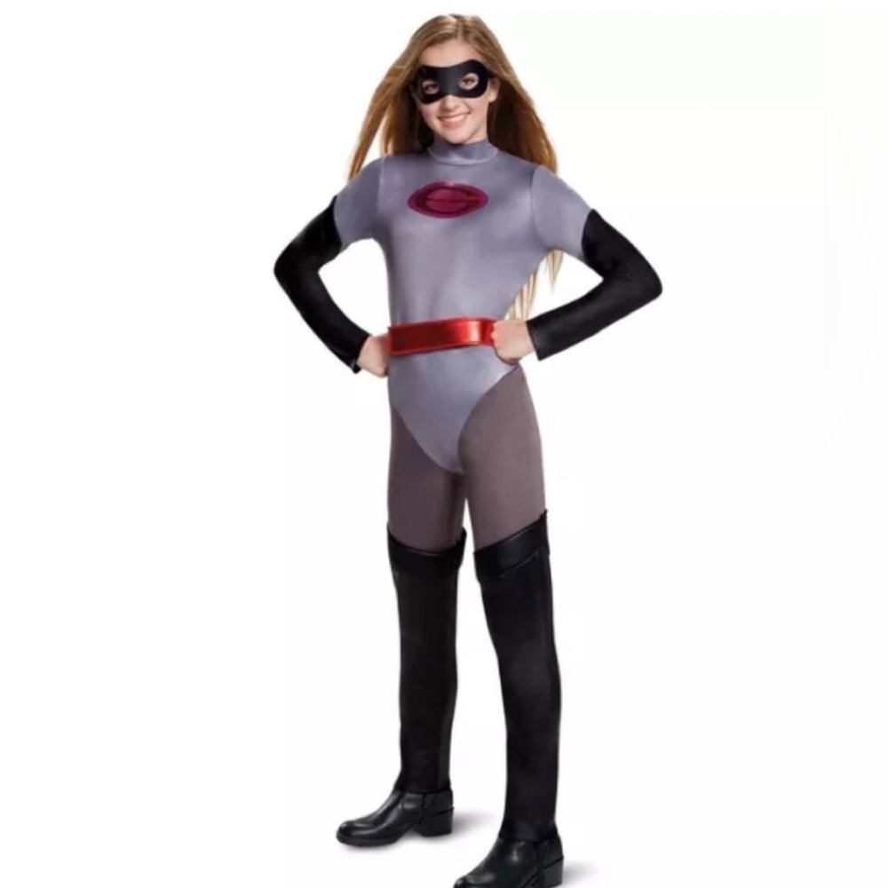 Incredibles Elastigirl, Girls Silver Gray Black Red Superhero Costume